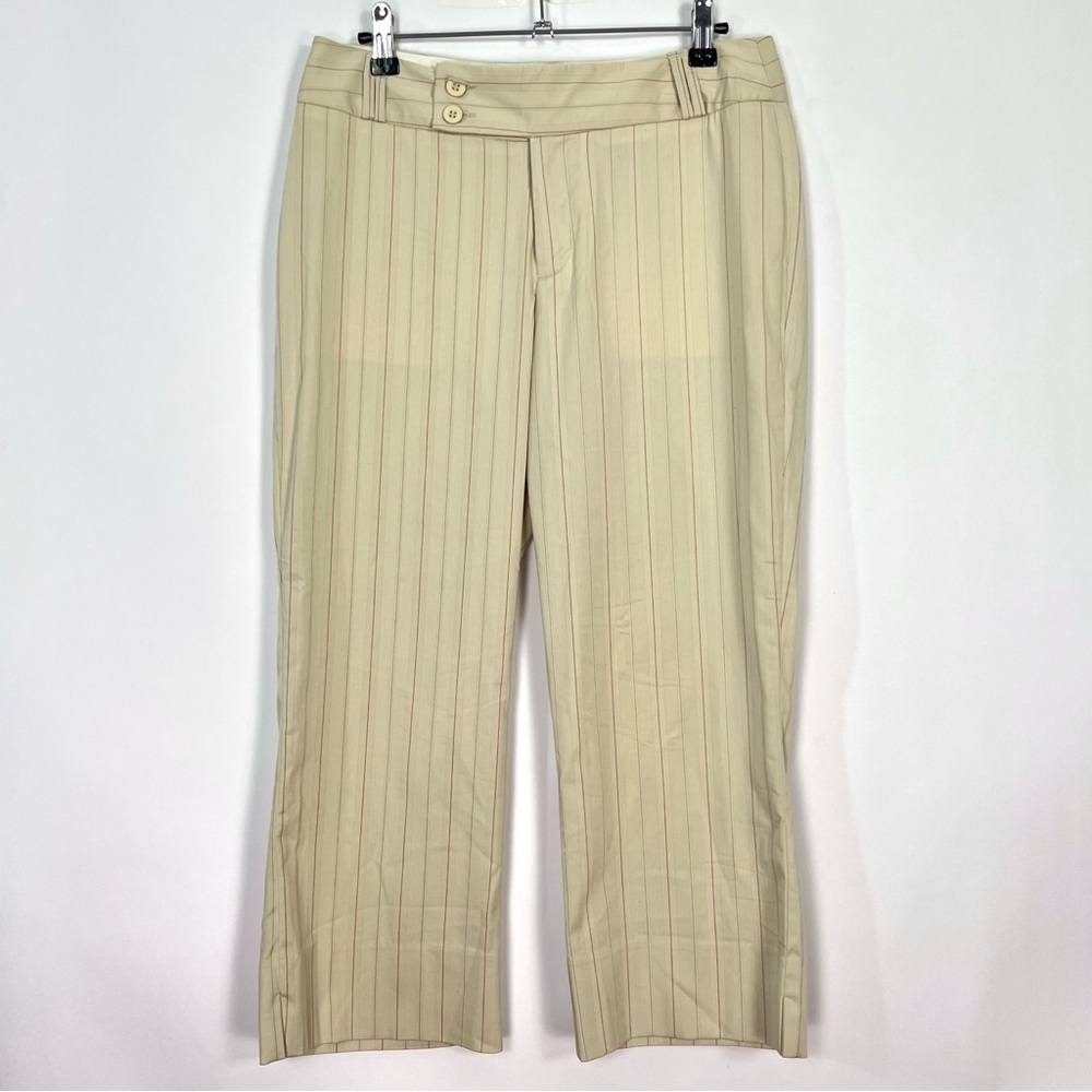Tangents Vintage Y2k Cropped Capri Cream Red Pinstripe Dress Pants Sz 5/6 Junior
